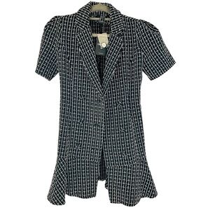 Chic Black and White Tweed Blazer Dress